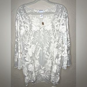 Soft surroundings cream lace top